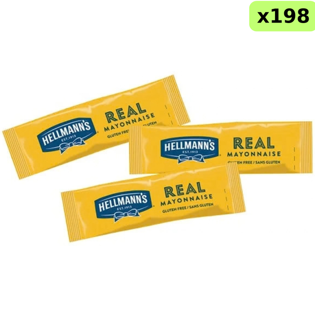Hellmann's Real Mayonnaise Portions 198 x 10ml individual catering mayo for foodservice