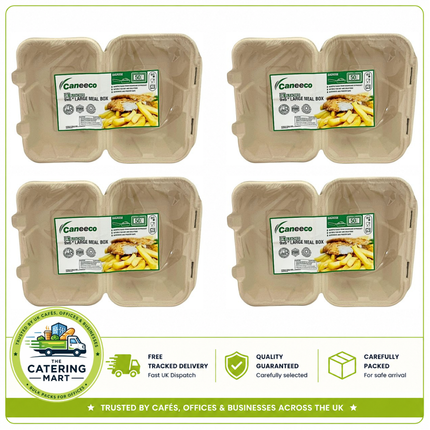 Caneeco 200 natural unbleached 9 x 6 inch large meal boxes for wholesale takeaway packaging