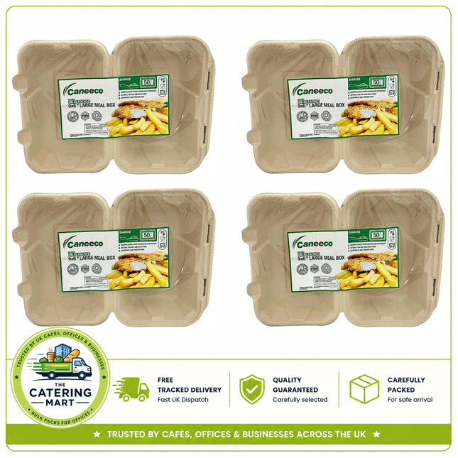 Caneeco 200 natural unbleached 9 x 6 inch large meal boxes for wholesale takeaway packaging