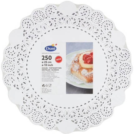 Duni Paper Doilies 250 pack, wholesale disposable catering table doilies