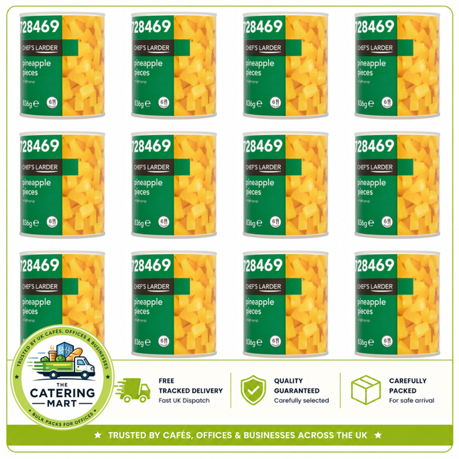 Chef's Larder Pineapple Pieces in Light Syrup wholesale case containing 12 x 836g cans