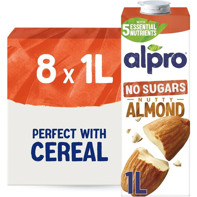 Alpro Almond No Sugars Dairy Free Drink 8 x 1L unsweetened almond milk alternative for wholesale catering