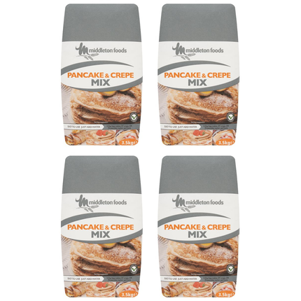 Middleton Foods Pancake & Crepe Mix wholesale case containing 4 x 3.5kg bags of pancake and crêpe baking mix for cafés, restaurants and professional kitchens