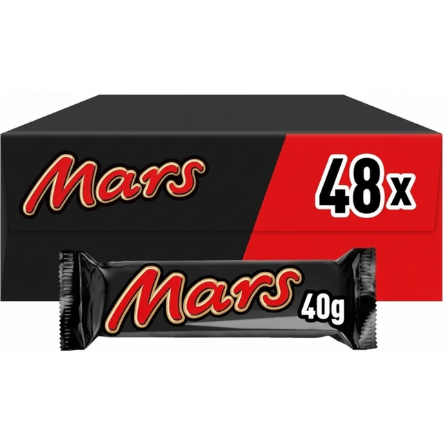Mars Caramel and Milk Chocolate Bars in a wholesale case of 48 individually wrapped 40g bars