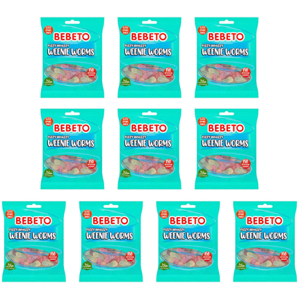 Bebeto Fizzy Whizzy Weenie Worms Halal 10 x 150g | Wholesale Gummy Sweets
