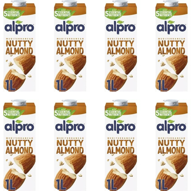 Alpro Almond Original Dairy Free Drink 8 x 1L long-life almond milk alternative for wholesale catering