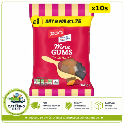 Jack's Wine Gums 10 x 140g wholesale case of assorted fruity chewy wine gum sweets