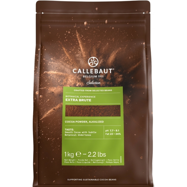 Callebaut Extra Brute Cocoa Powder 1kg pack for professional baking, cakes and chocolate desserts.