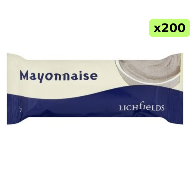 Lichfields Mayonnaise Sachets 200 pack individual mayo sachets for catering takeaway and foodservice
