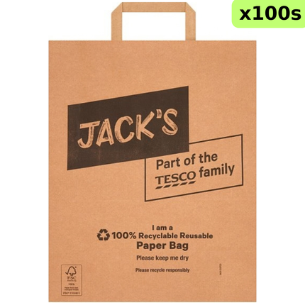 Jack's Paper Carrier Bags 100pcs Bulk Wholesale
