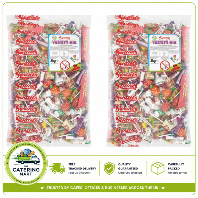 Swizzels Variety Mix wholesale case containing 2 x 3kg bulk bags of assorted Swizzels sweets