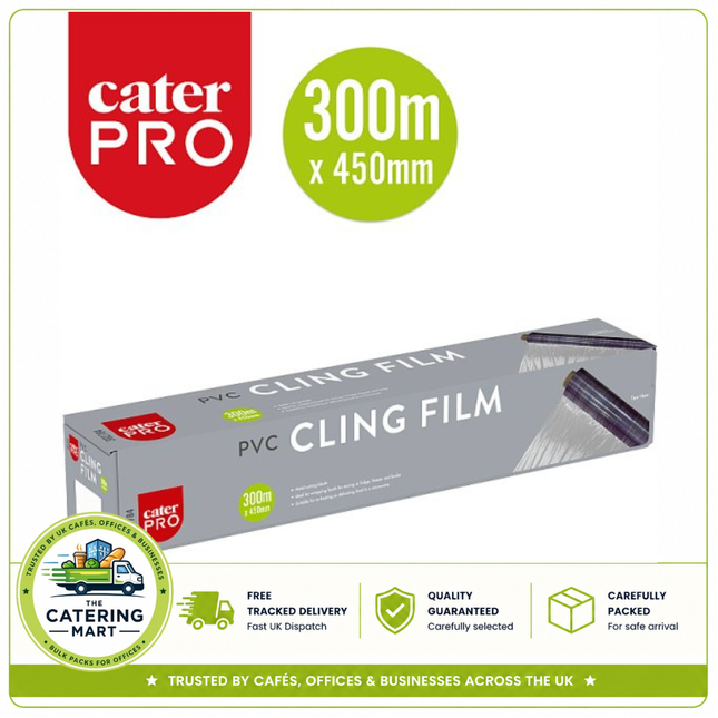 CaterPro PVC Cling Film 300m x 450mm catering food wrap wholesale roll