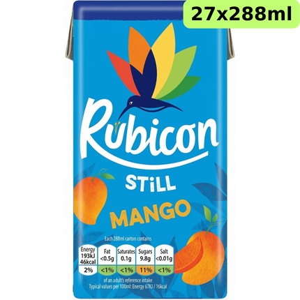 Rubicon Still Mango Juice Drink wholesale case containing 27 cartons of 288ml