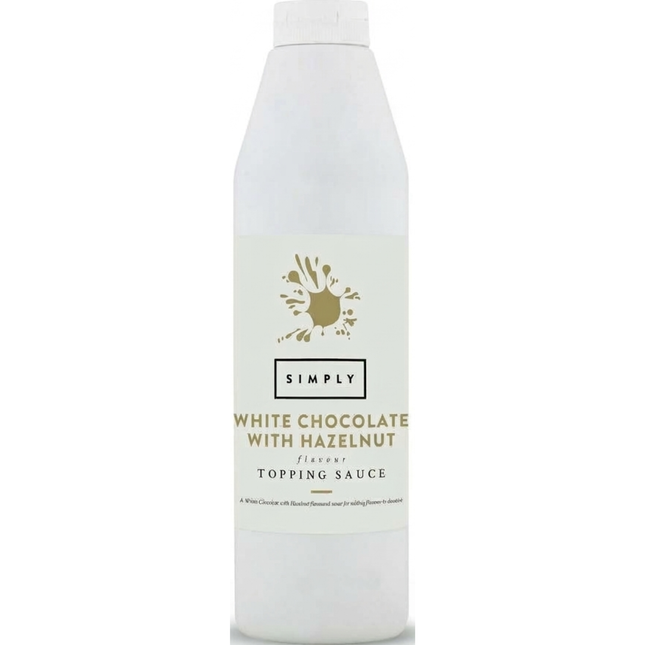 Simply White Chocolate Hazelnut Topping Sauce 1kg for cafés catering and desserts