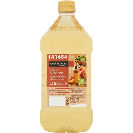 Chef's Larder Cider Vinegar 2 litre bottle for cooking, dressings and professional catering kitchens.