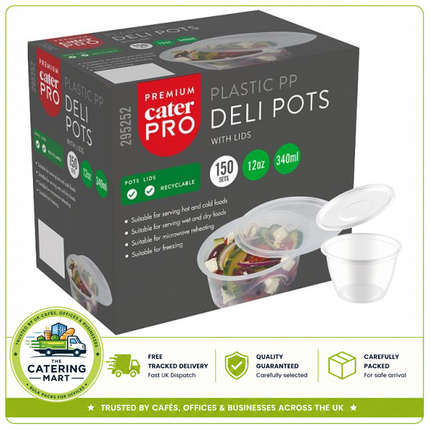 CaterPro Premium 150 PP Deli Pots with Lids 340ml | Wholesale Packaging
