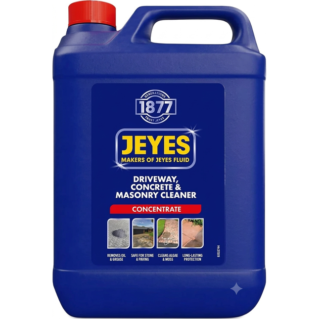 Jeyes Original Outdoor Cleaner 5L container for cleaning patios, paths, driveways and outdoor areas.
  Copy alt text