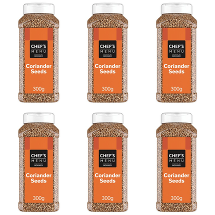 Chef's Menu Coriander Seeds wholesale case containing 6 x 300g packs of whole coriander seeds