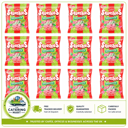Swizzels Squashies Sour Cherry and Apple wholesale case containing 12 x 120g bags of soft chewy sweets
