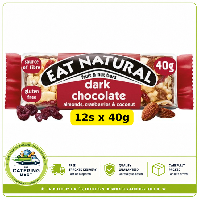 Eat Natural Fruit & Nut Bar Dark Chocolate 40g individual snack bar for wholesale catering and hospitality