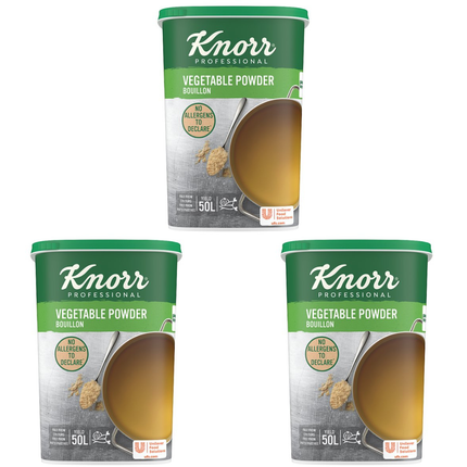 Knorr Professional Vegetable Bouillon Powder 1kg catering pack for stocks, soups, sauces, gravies and vegetable dishes in professional kitchens