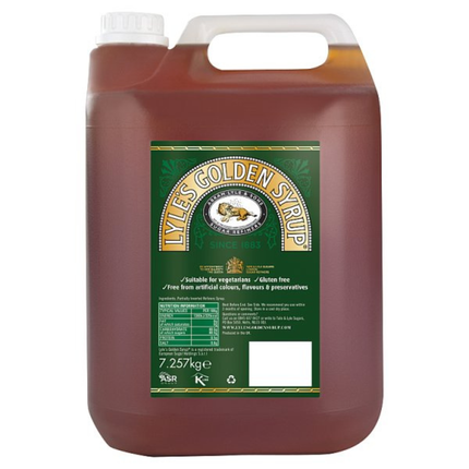 Lyle's Golden Syrup 7.257kg wholesale catering container of rich golden cane syrup for baking and desserts