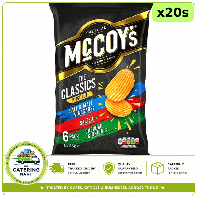 McCoy's Classic Variety Multipack Crisps wholesale case containing 20 multipacks with 6 individual crisp packs each