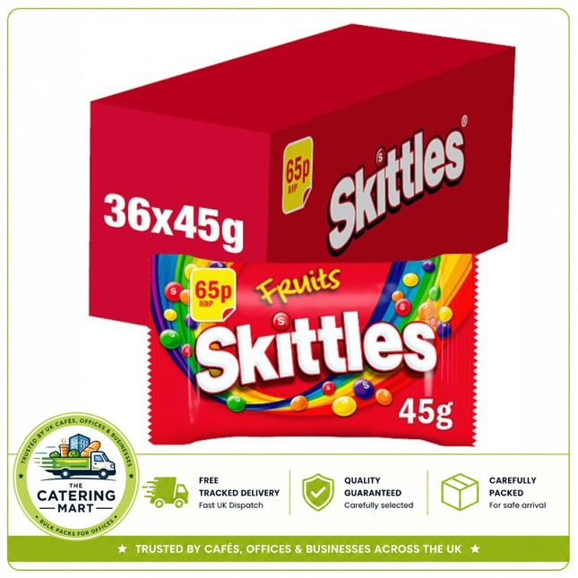Skittles Chewy Fruit Flavour Sweets wholesale case containing 36 x 45g individual bags