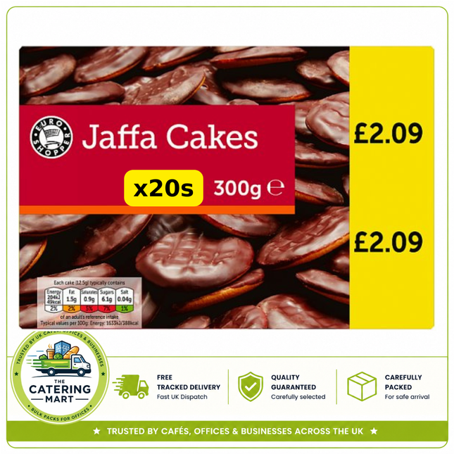 Euro Shopper Jaffa Cakes wholesale case containing 20 x 300g packs of chocolate coated orange cakes