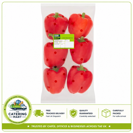 Farm Fresh Large Red Peppers 6 pack of fresh crisp red peppers for salads, roasting, grilling, stir-fries and catering