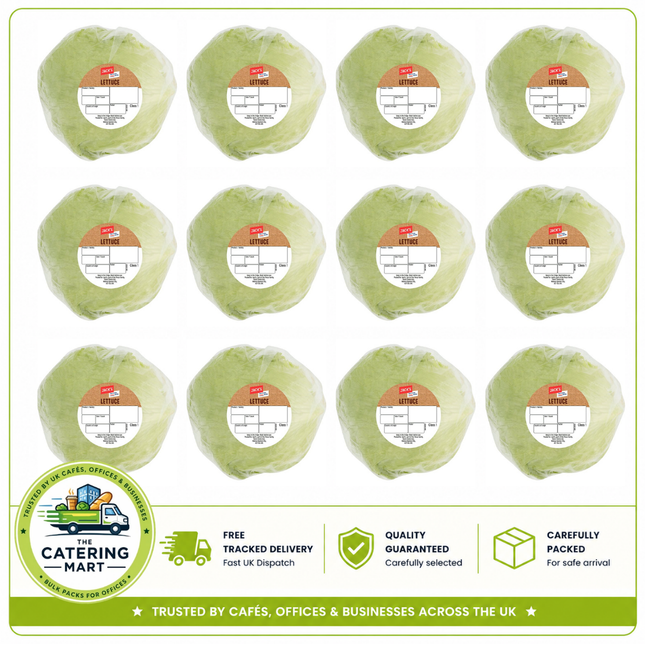 Jack's Iceberg Lettuce 12 Pack containing 12 fresh crisp whole iceberg lettuces for salads, burgers, sandwiches and catering