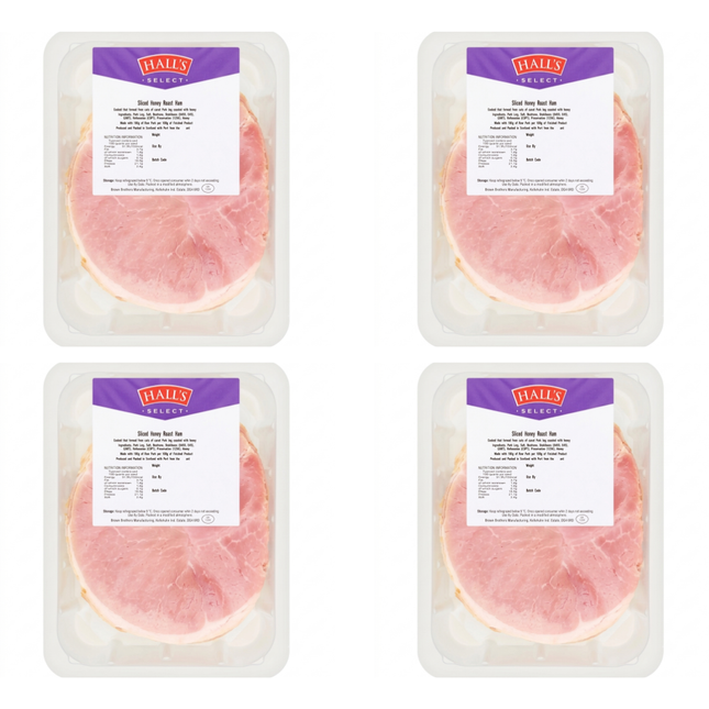 Hall's Select Sliced Honey Roast Ham 4 x 1kg wholesale catering ham