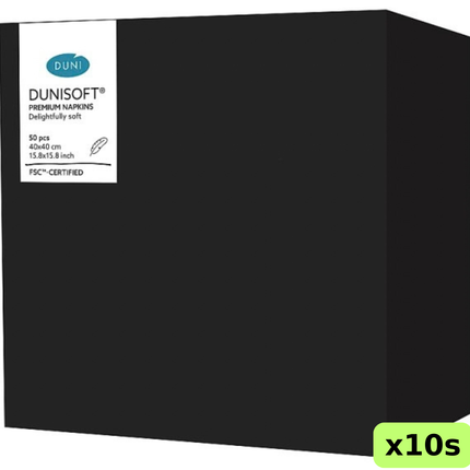 Duni Dunisoft premium napkins, wholesale case of 10 packs containing 50 napkins each