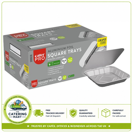 CaterPro 10 x 14 Aluminium Foil Square Trays 241 x 241 x 39mm | Wholesale