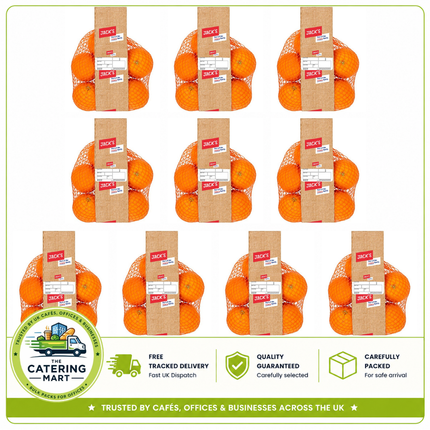 Jack's Oranges wholesale case containing 10 x 5 packs of fresh whole oranges