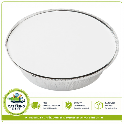 CaterPro 8 x 15 Aluminium Foil Round Trays 227 x 40mm with Foil Lined Lids