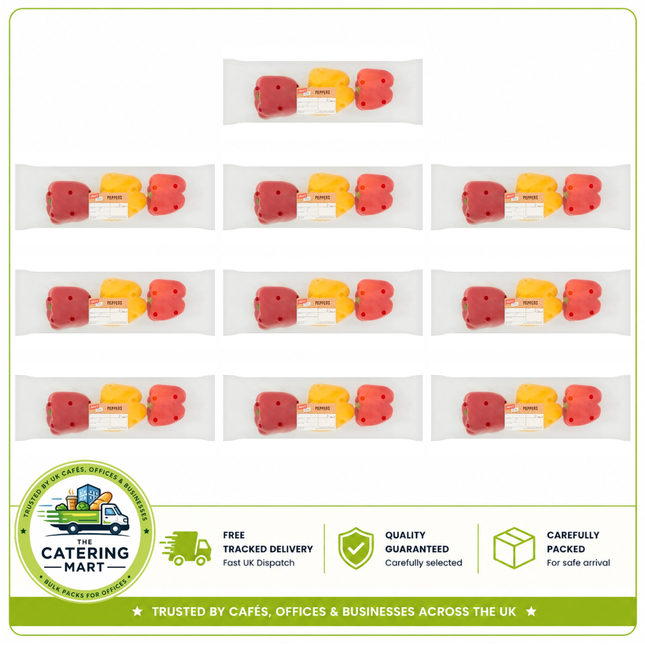 Jack's Sweet Mixed Peppers 10 x 3 Pack containing 30 fresh mixed sweet peppers for catering and food preparation