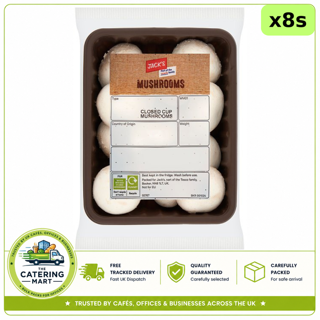 Jack's Closed Cup Mushrooms 8 x 250g bulk wholesale fresh mushrooms for catering