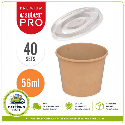 CaterPro Premium 40 Kraft Sauce Pots 56ml | Wholesale Packaging UK
