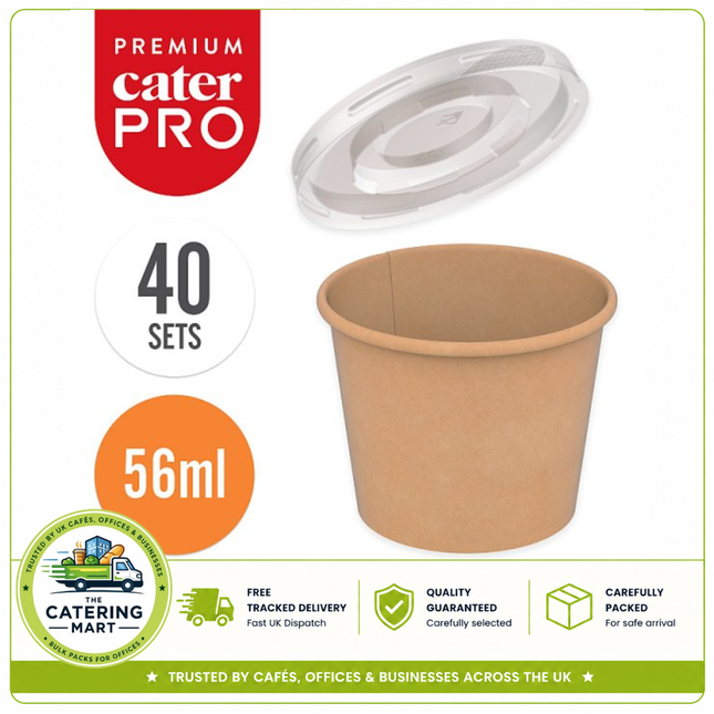 CaterPro Premium 40 Kraft Sauce Pots 56ml | Wholesale Packaging UK