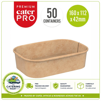 CaterPro Premium 50 kraft food containers 500ml for takeaway catering and foodservice