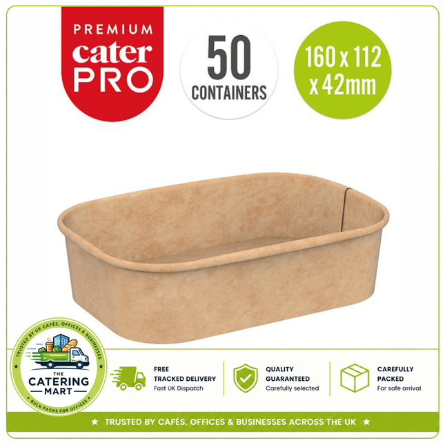 CaterPro Premium 50 kraft food containers 500ml for takeaway catering and foodservice