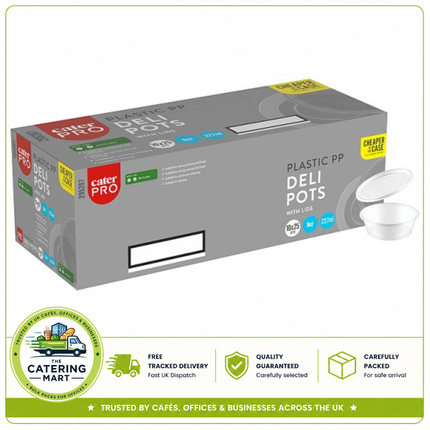 CaterPro 10 x 25 PP Deli Pots with Lids 227ml | Wholesale Food Containers