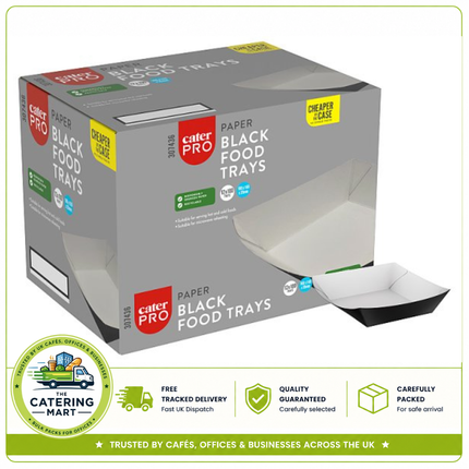 CaterPro 100 Paper Black Food Trays | Wholesale Food Packaging