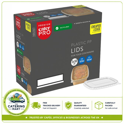 CaterPro Premium 50 PP Lids for Food Containers 500ml & 650ml | Wholesale
