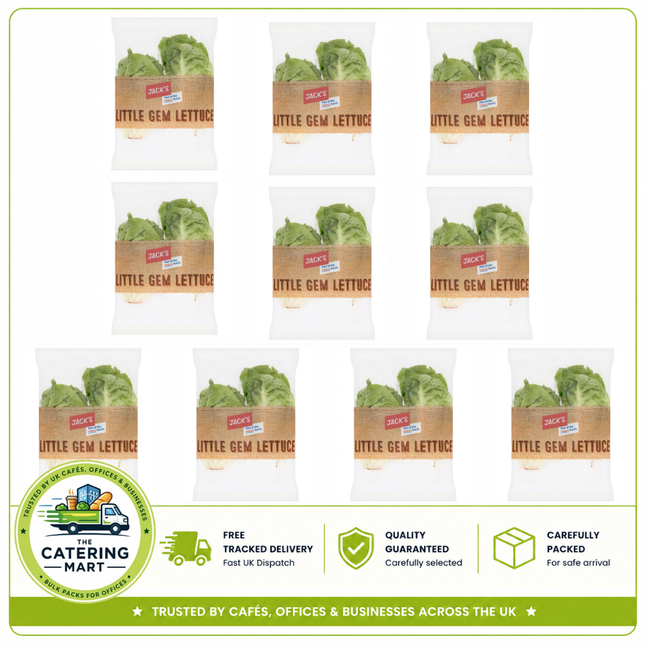 Jack's Little Gem Lettuce 10 Pack containing 10 fresh crisp Little Gem lettuces for salads, sandwiches, burgers and catering