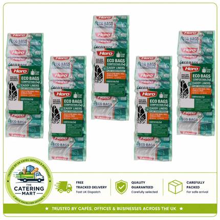 Hero Eco Bags 5 litre compostable caddy liners, case of 40 packs containing 20 bags each