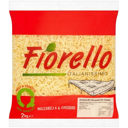 Fiorello Italianissimo shredded mozzarella and cheddar cheese blend 2kg wholesale catering pack
