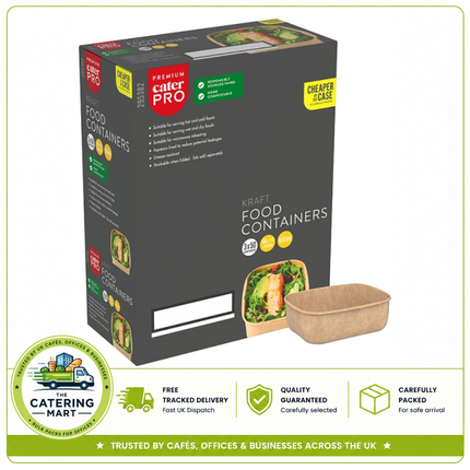 CaterPro Premium 50 Kraft Food Containers 650ml | Wholesale Food Packaging