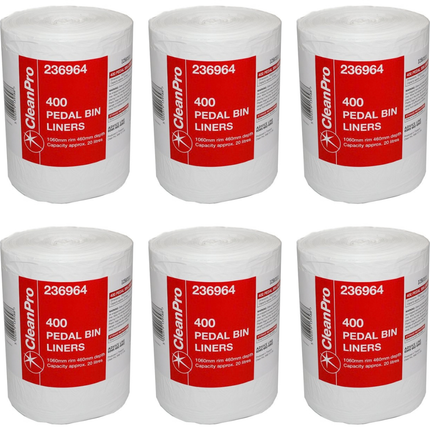 CleanPro Pedal Bin Liners 6 x 400 2400 liners bulk wholesale